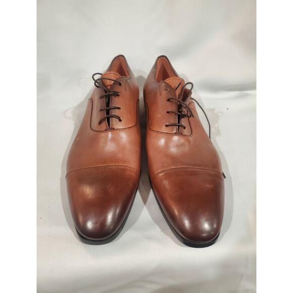 Men's Burnished Leather Cap-Toe Lace-Up Shoes.s55